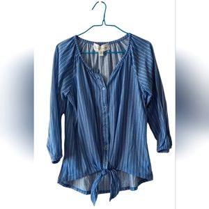 Long sleeve stripped women's blouse
